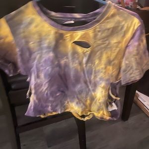 Tie dye super destroyed crop t-shirt